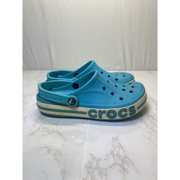 Crocs Men's Women's Bayaband Clog Slip On Size M5 W7 Digital Aqua White - Picture 2 of 7